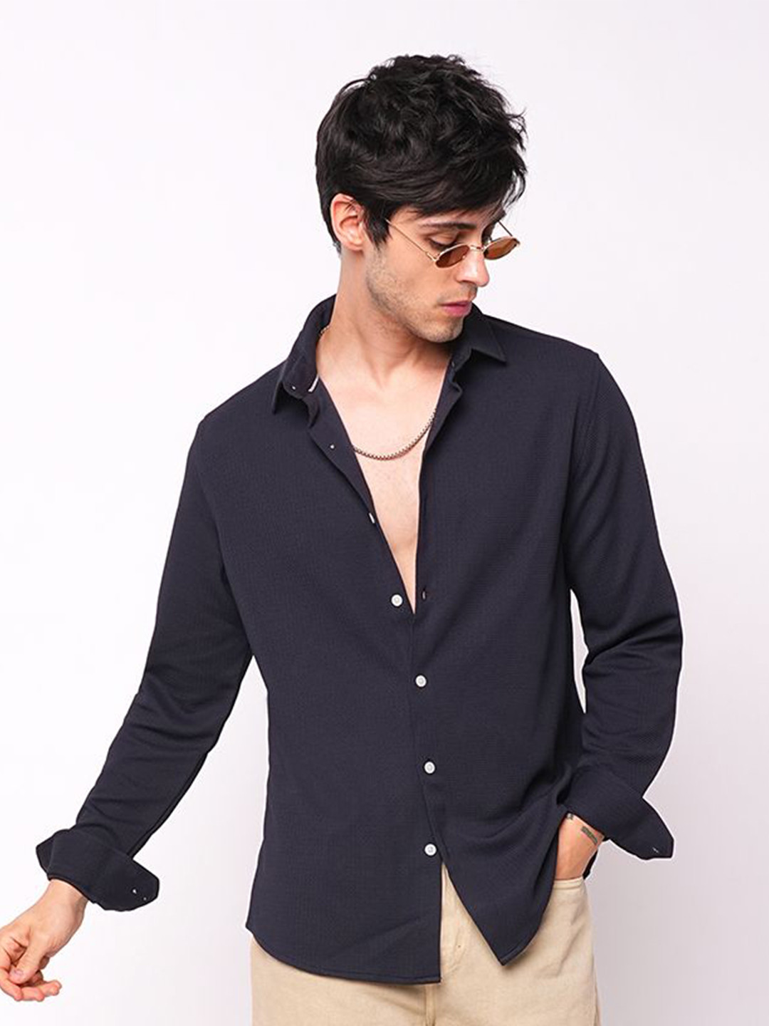 VASTRADO Gallant Classic Waffle Knitted Slim Fit Shirt