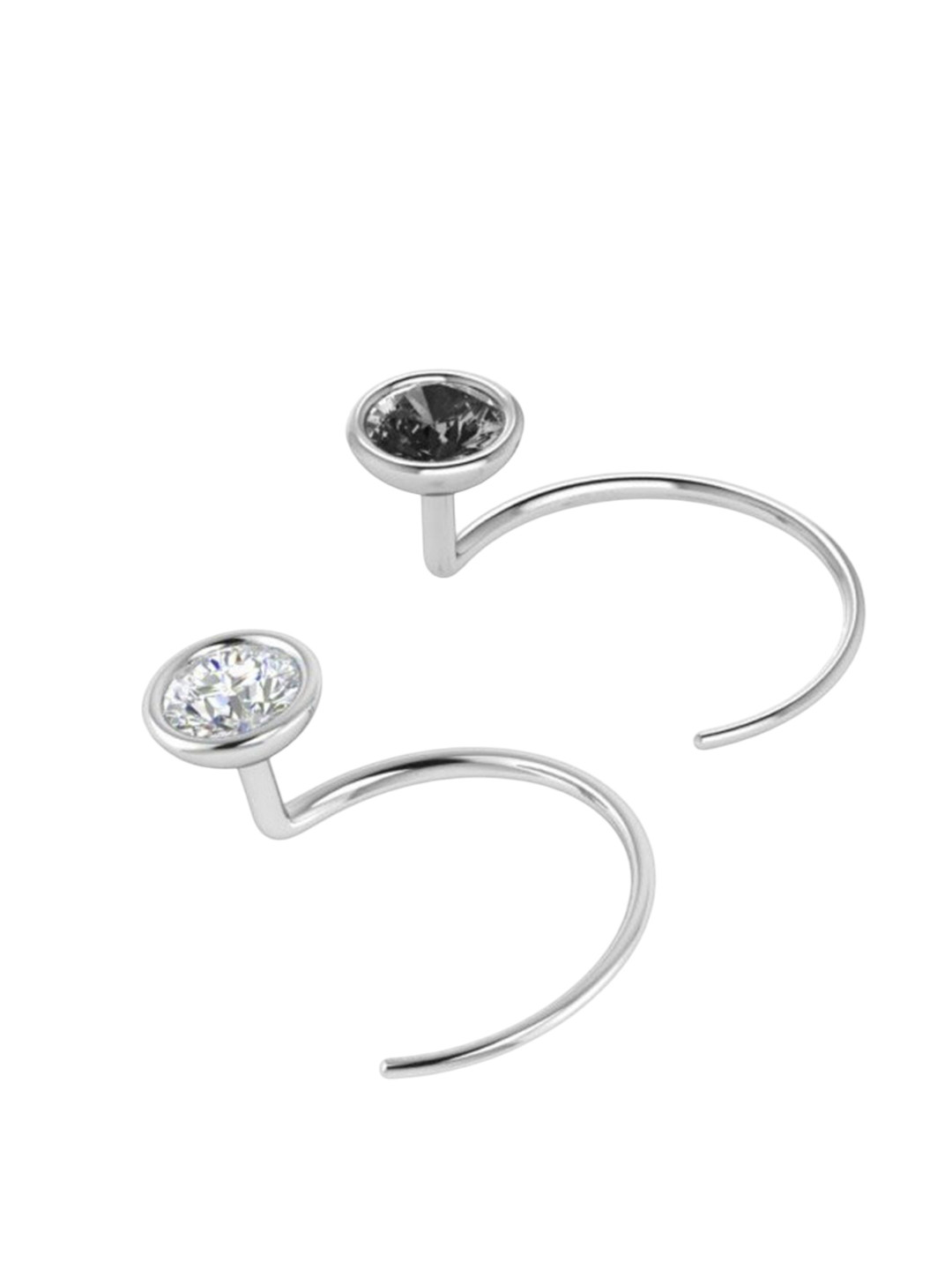 SOMYA 2Piece 925 Sterling Silver Cubic Zirconia Stud Nosepin