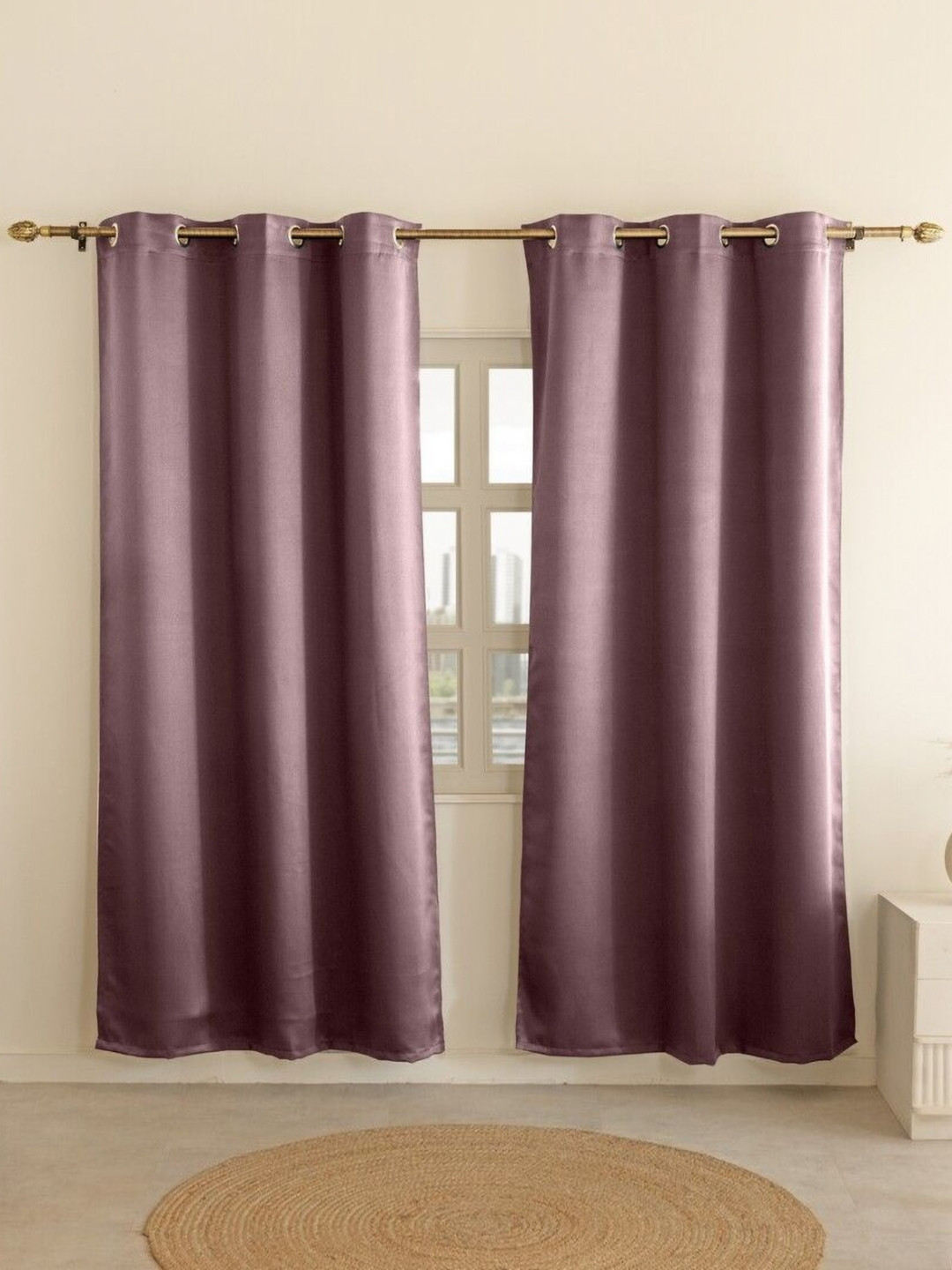 THE LINEN COMPANY Lavender Set of 2 Black Out Window Curtain