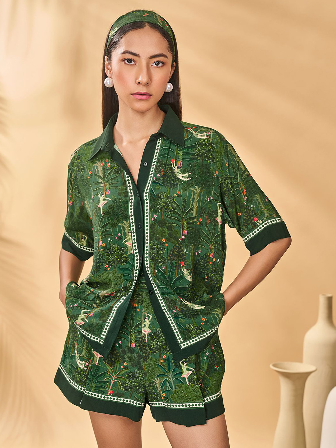 Masaba Women Printed High-Rise Hot Pants Shorts