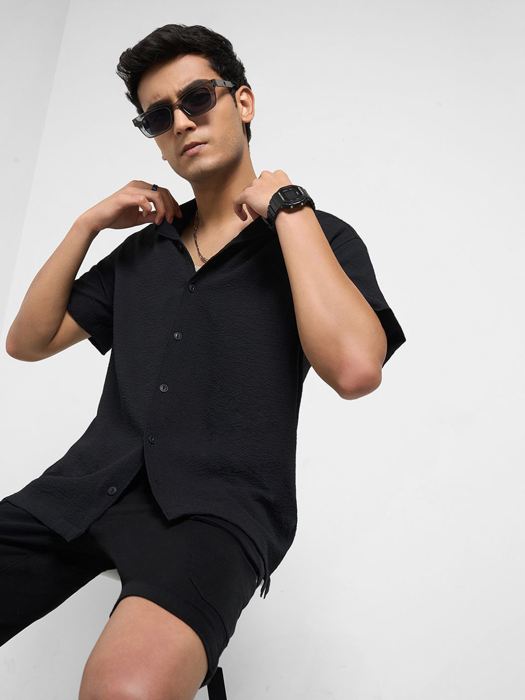 People Lapel Collar Slim Fit Casual Shirt