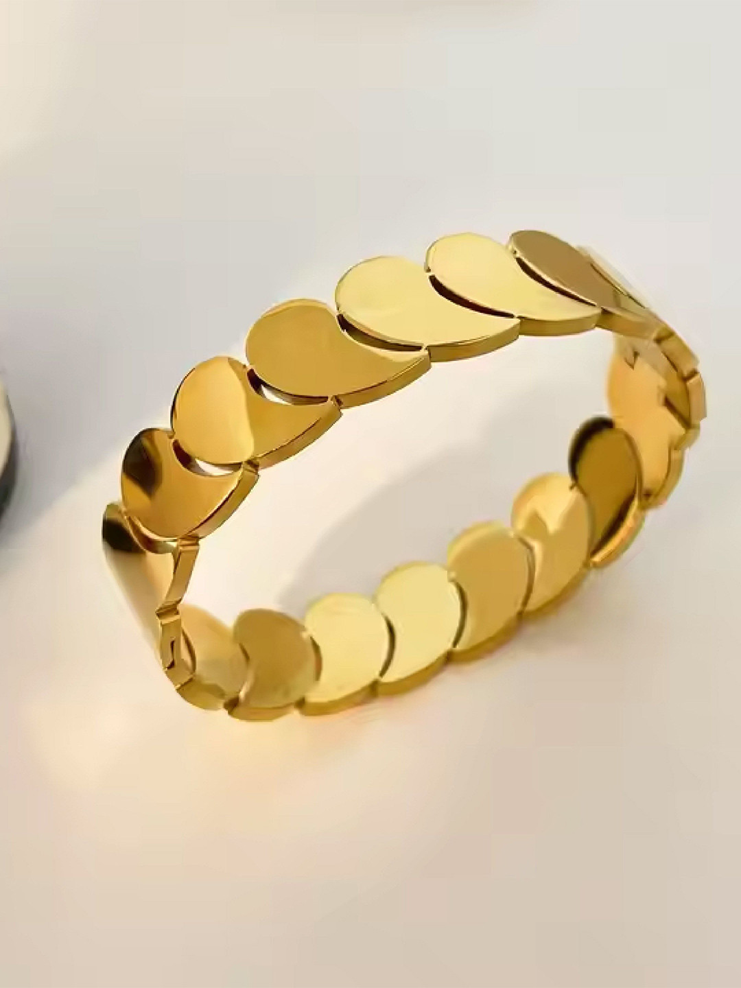 DKane Designs Stainless Steel Gold-Plated Petal Bangle-Style Bracelet