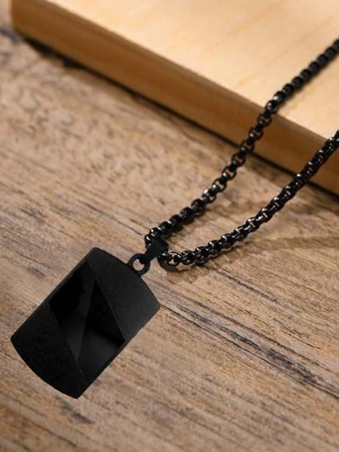 Uniqon Army Military Theme Step Edge Dog Tag Single Plate Pendants with Chains