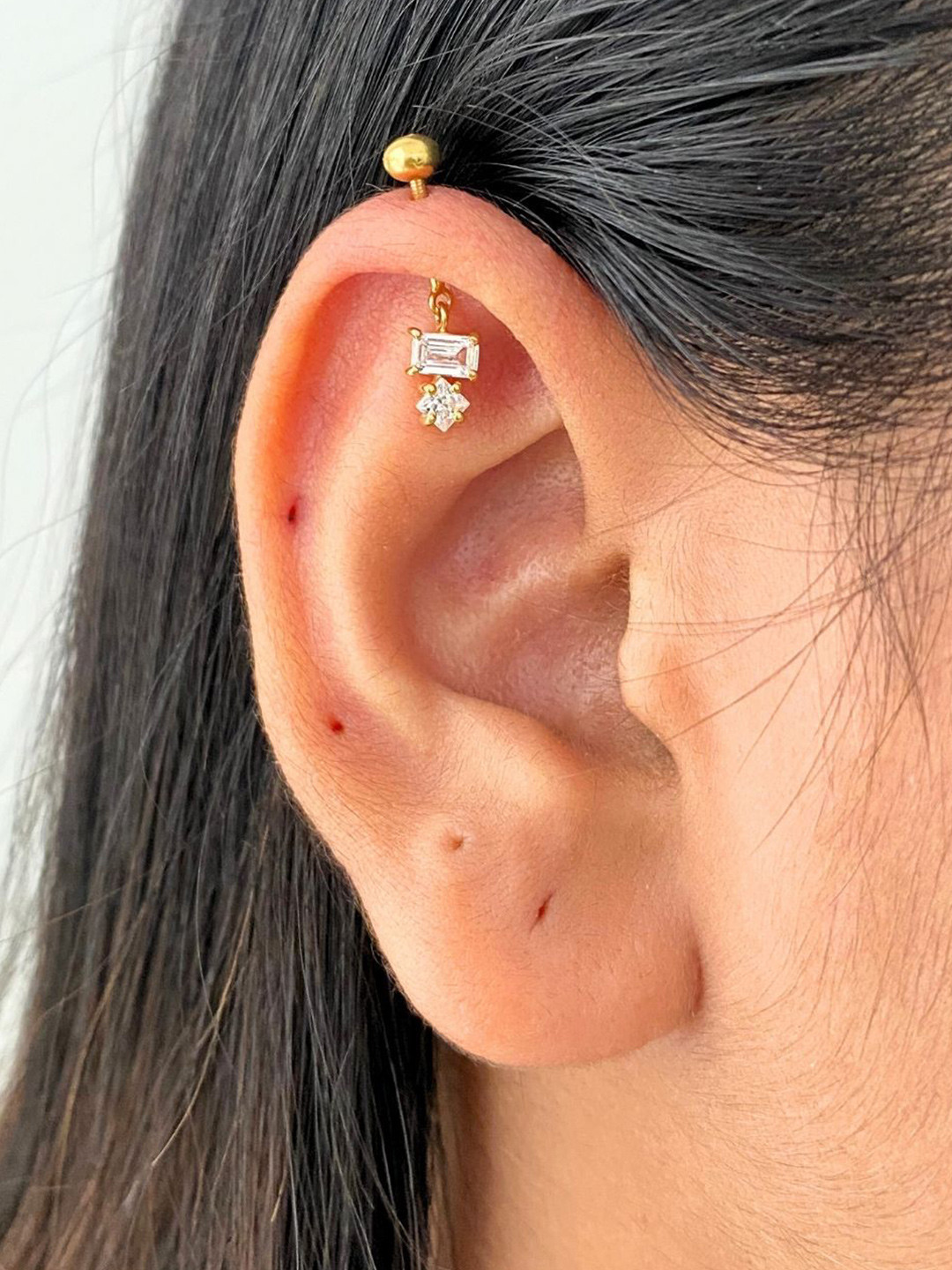 Boldiful Bitsy 18k Gold Vermeil Drop Helix Earrings 5A Cubic Zirconia Earring