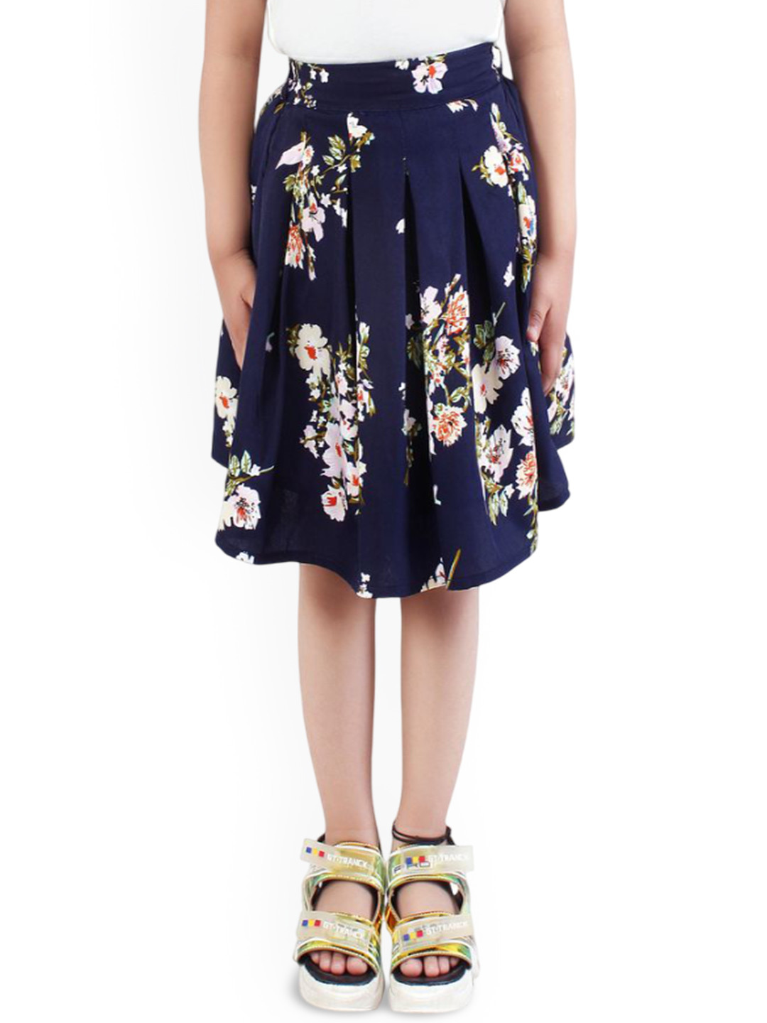 Klowvila Fashion Girls Floral Printed Flared Knee Length Skirt