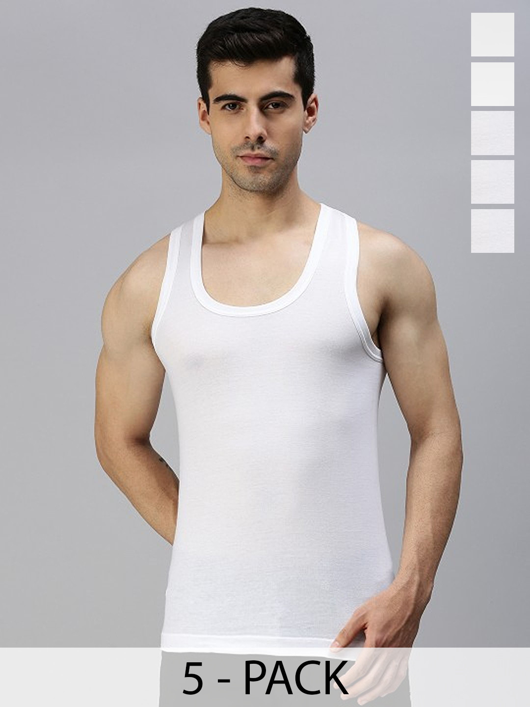 CAVENDERS Men Pack Of 5 Pure Cotton Undershirt Vests White Premium quality Dno-v295st