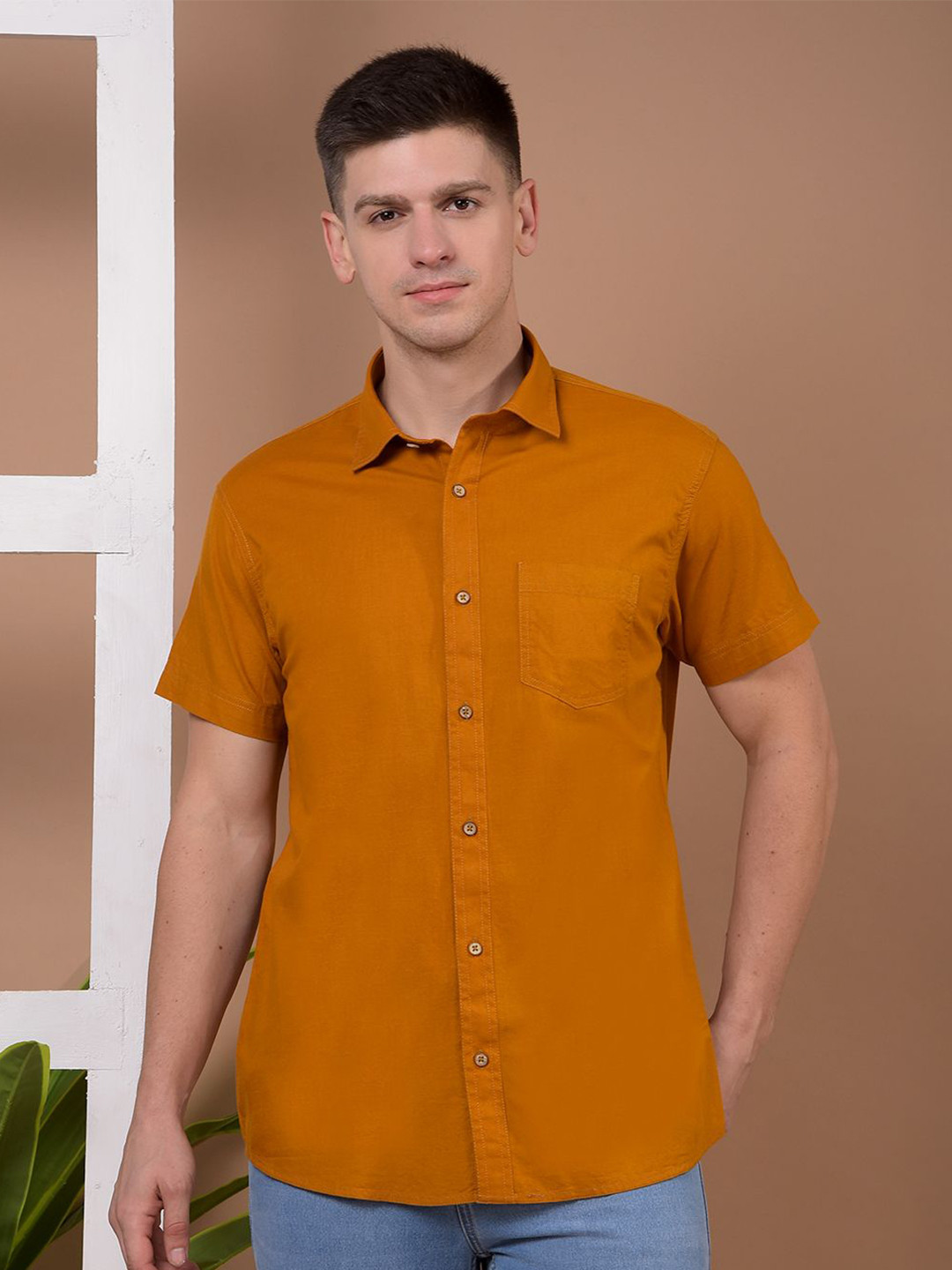 Canary London Spread Collar Short Sleeves Smart Slim Fit Cotton Shirt