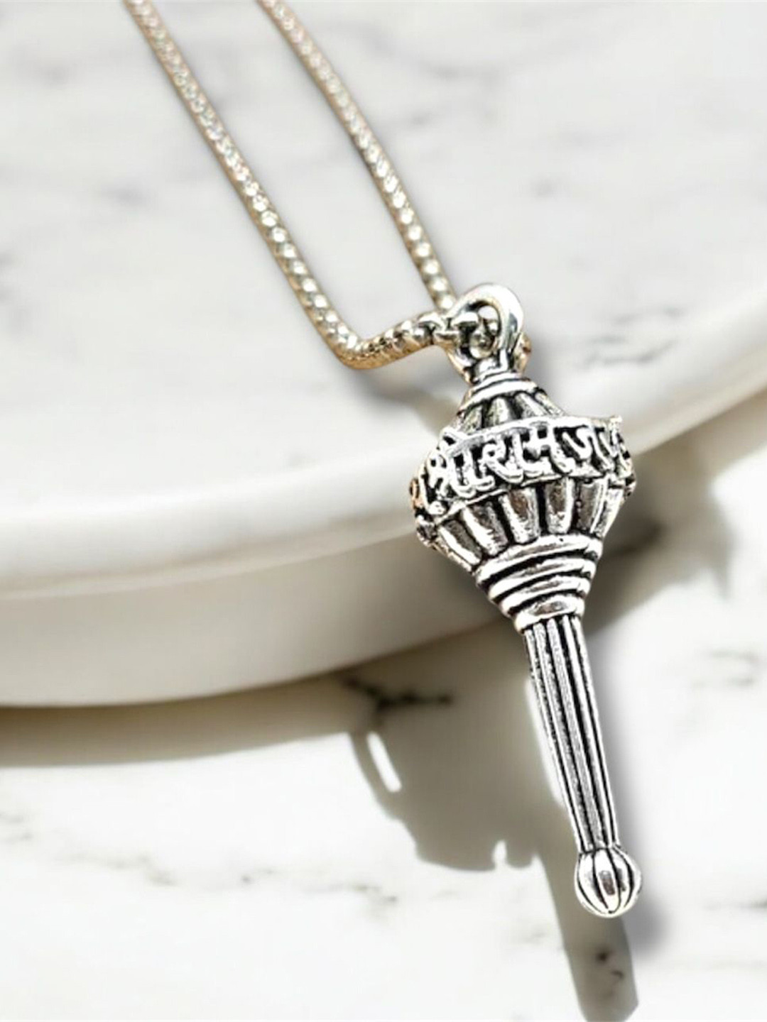 Nitant Men Silver-Plated Jai Shri Ram Written Hanuman Ji Inspired Pendant with Chain
