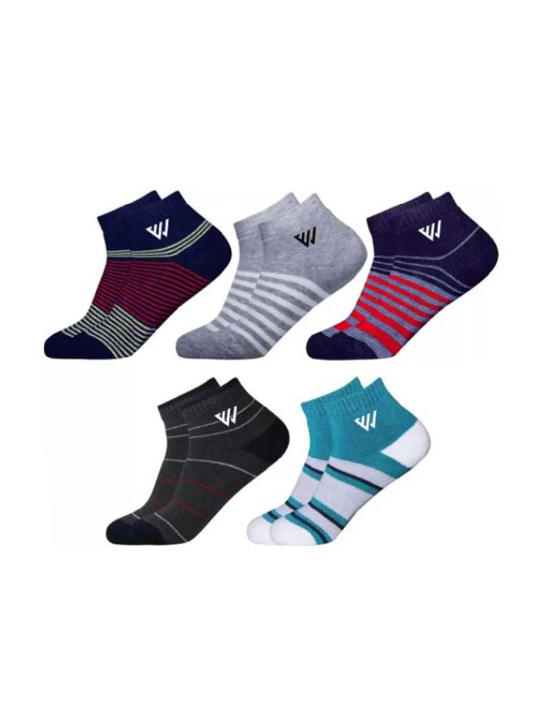 Winget Pack Of 5 Striped Cotton Ankle Length Socks