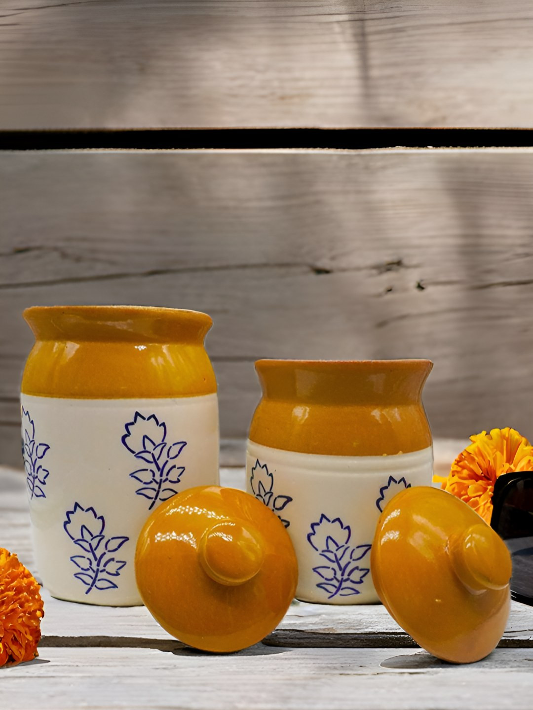 Kraftlik Handicraft 32-Pj-Lwph-1005 Brown Ceramic Easy To Clean 2 Piece Flip Top Canister