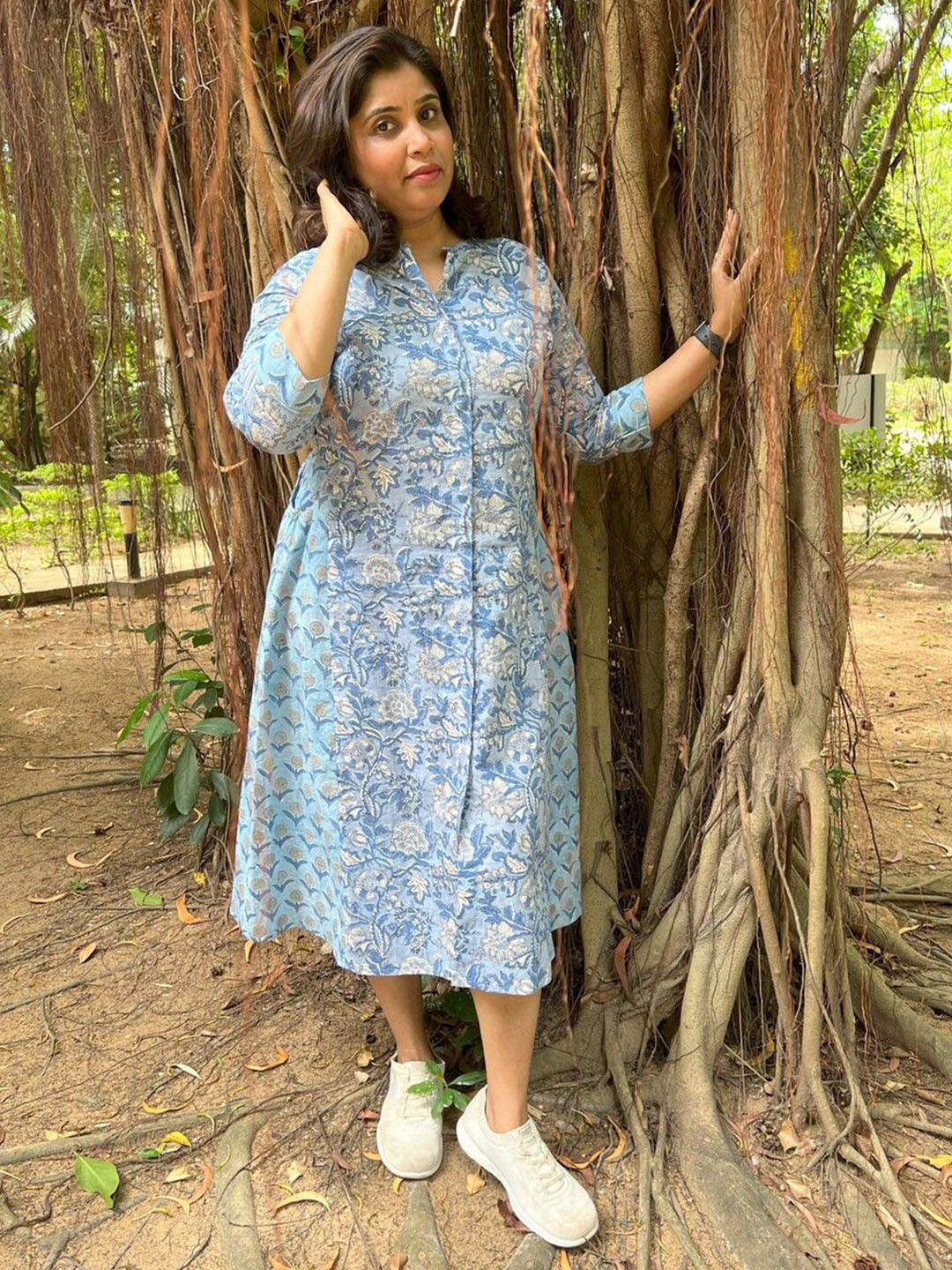 Nirvaana Print A-Line Midi Dress