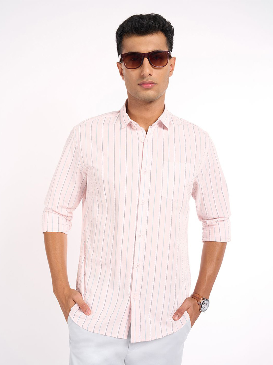 Peregrine by Pantaloons Men Bengal Stripes Striped Casual Shirt