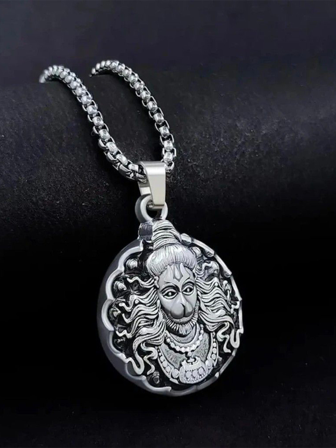 JUNKY JEWEL Silver Plated Trendy Hanuman Ji Pendant With Chain