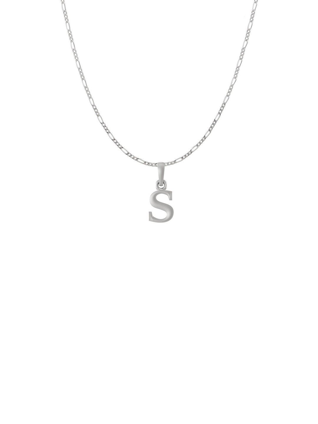 AKSHAT SAPPHIRE 92.5% Sterling Silver S Alphabet Pendant With Figaro Chain
