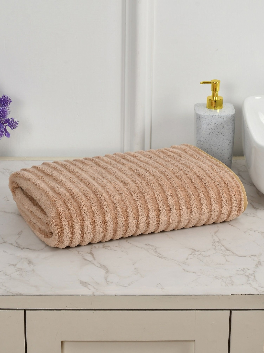 Cotton Bolls Textiles Brown 1 Striped Other 300 GSM Bath Towel