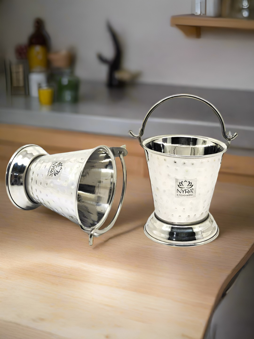 Nyra Kitchenware Stainless Steel 2 Pieces Hammered Designed Mini-Serving Baltis-300 mlEach