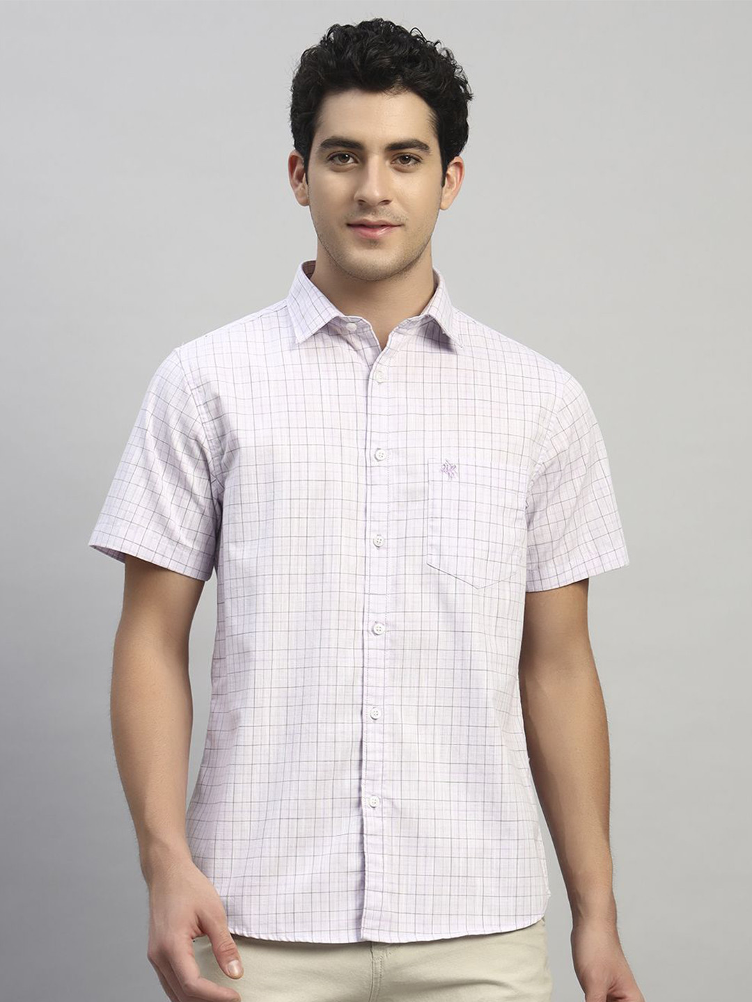 Cantabil Men Original Grid Tattersall Checks Checked Spread Collar Cotton Casual Shirt