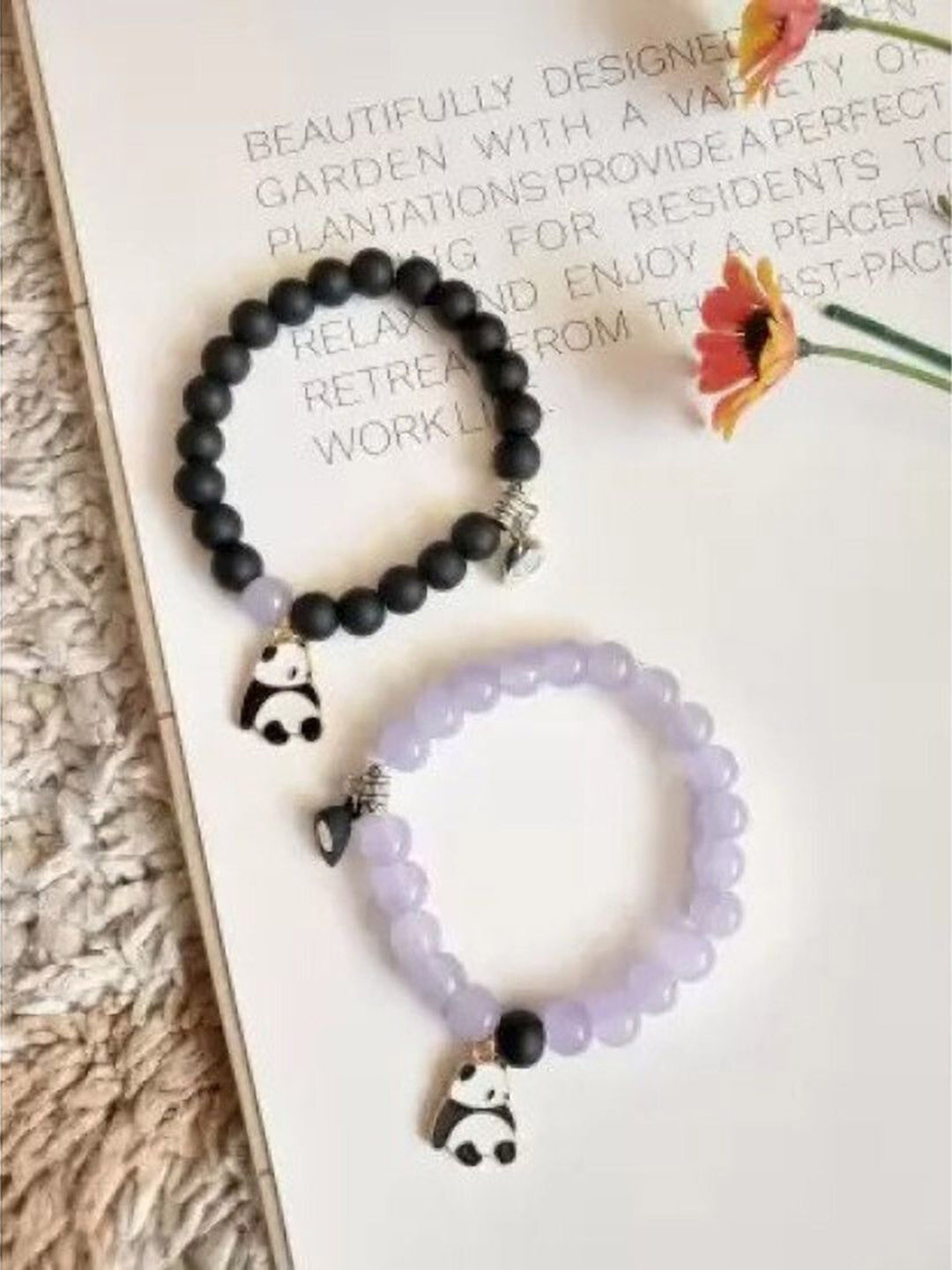 Sukhad Black And Purple Couple Link Bracelet Pack of 2