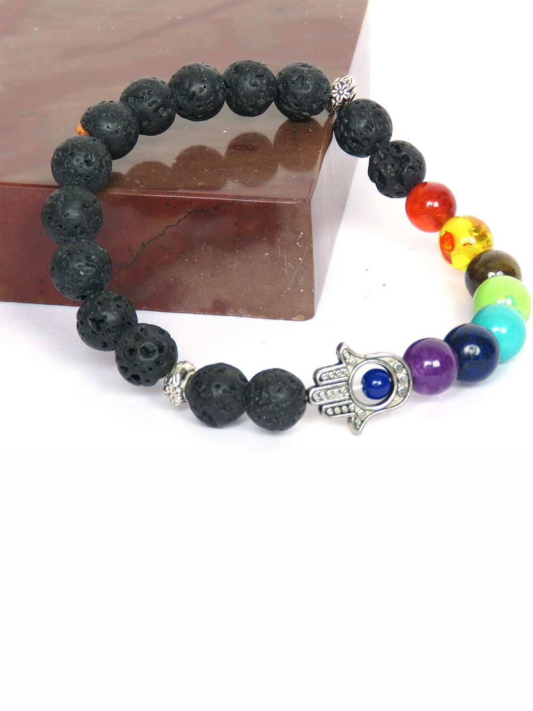 Sukhad 7 Chakra Crystals Beaded Elasticated  Bracelet