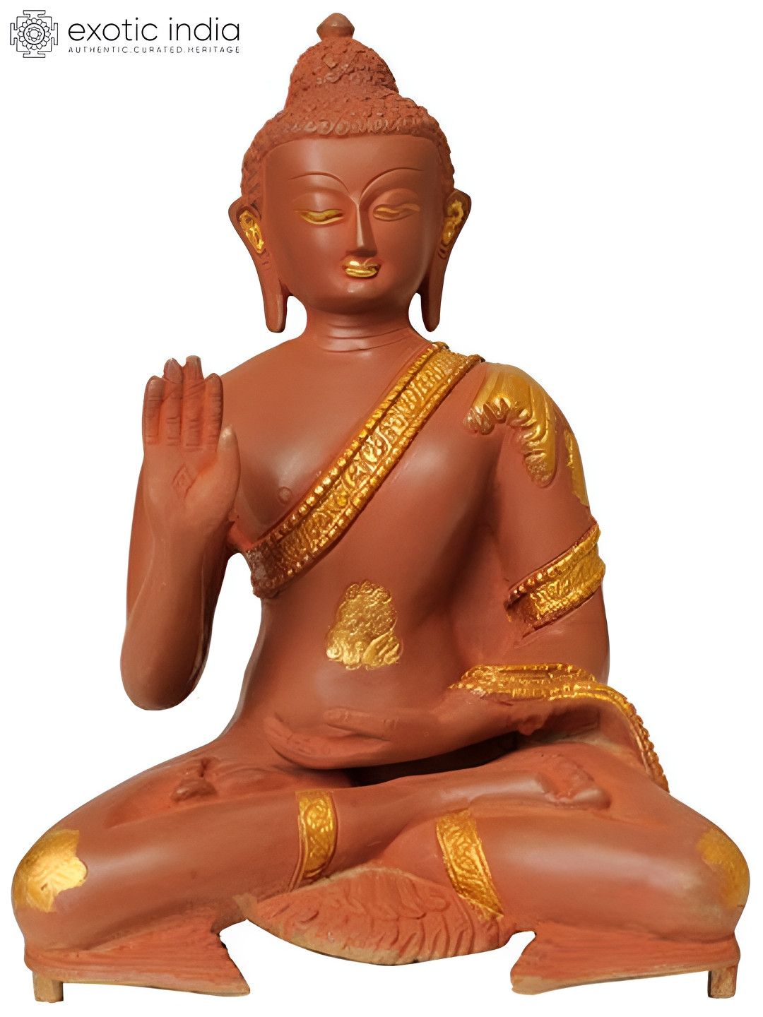 Exotic India Red Buddha Figurine Showpiece