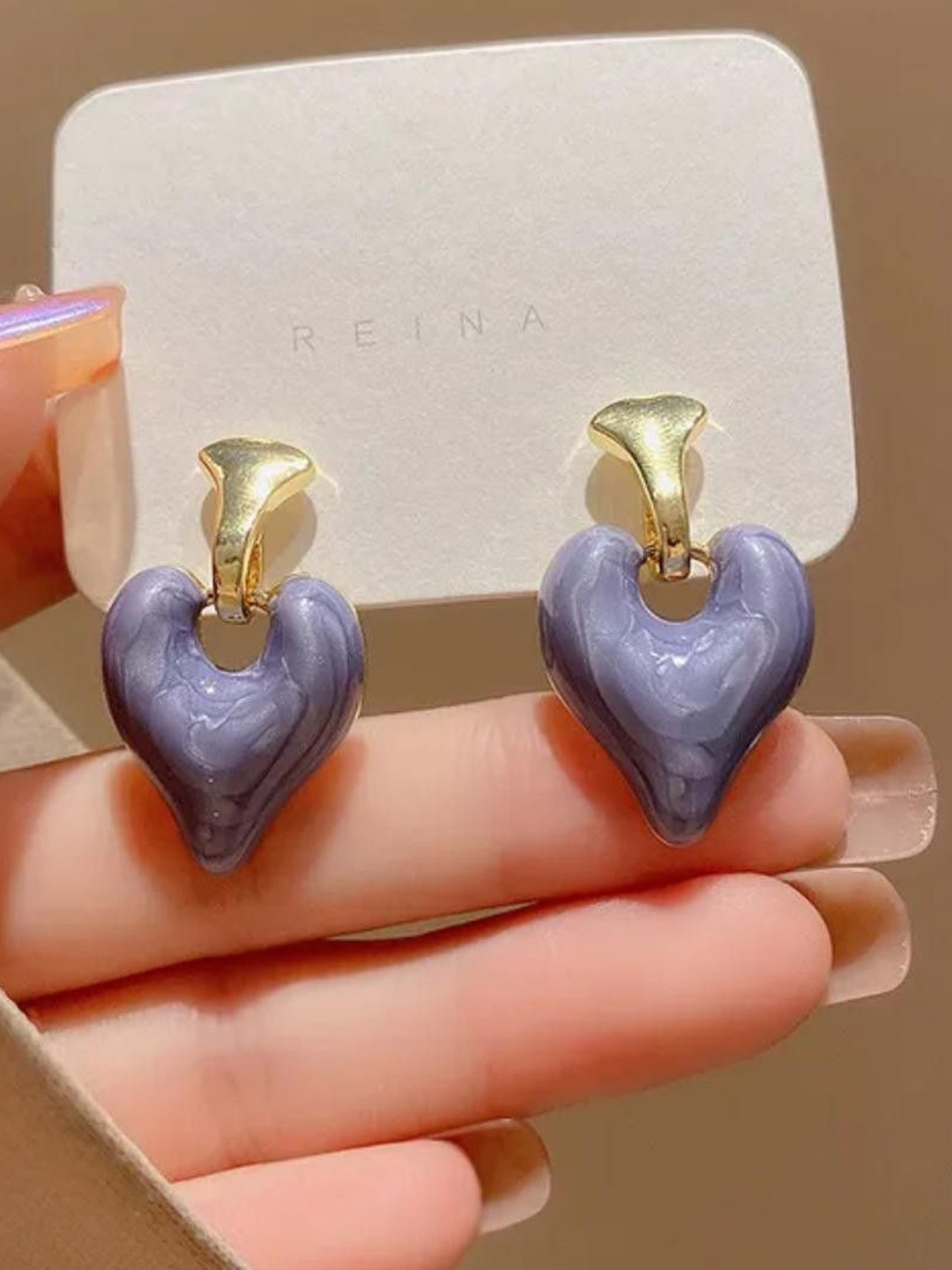 SZN Korean Heart Shaped Drop Earrings