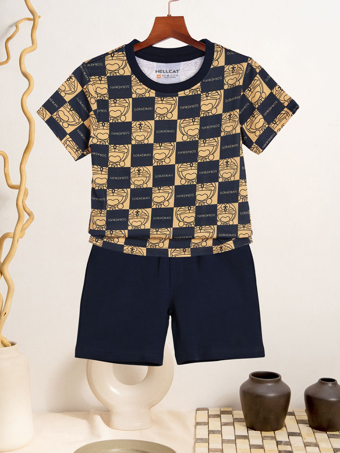 HELLCAT Boys Anime Printed Short Sleeves T-Shirt With Shorts