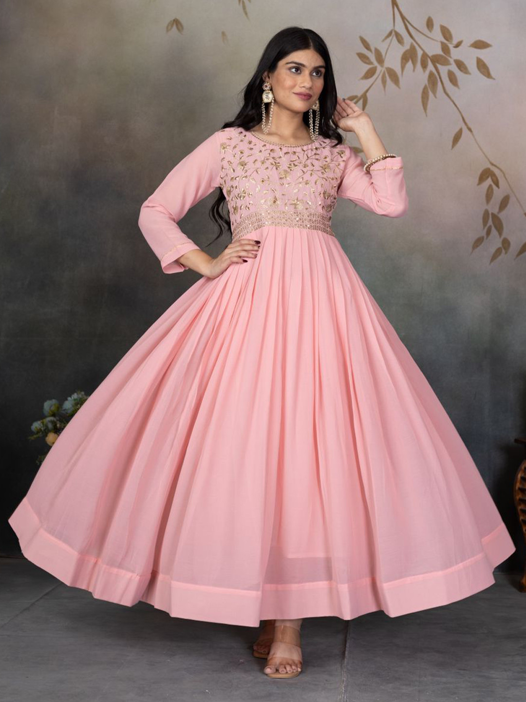 FVD Women Ethnic Motifs Embroidered Anarkali Pleated Kurta