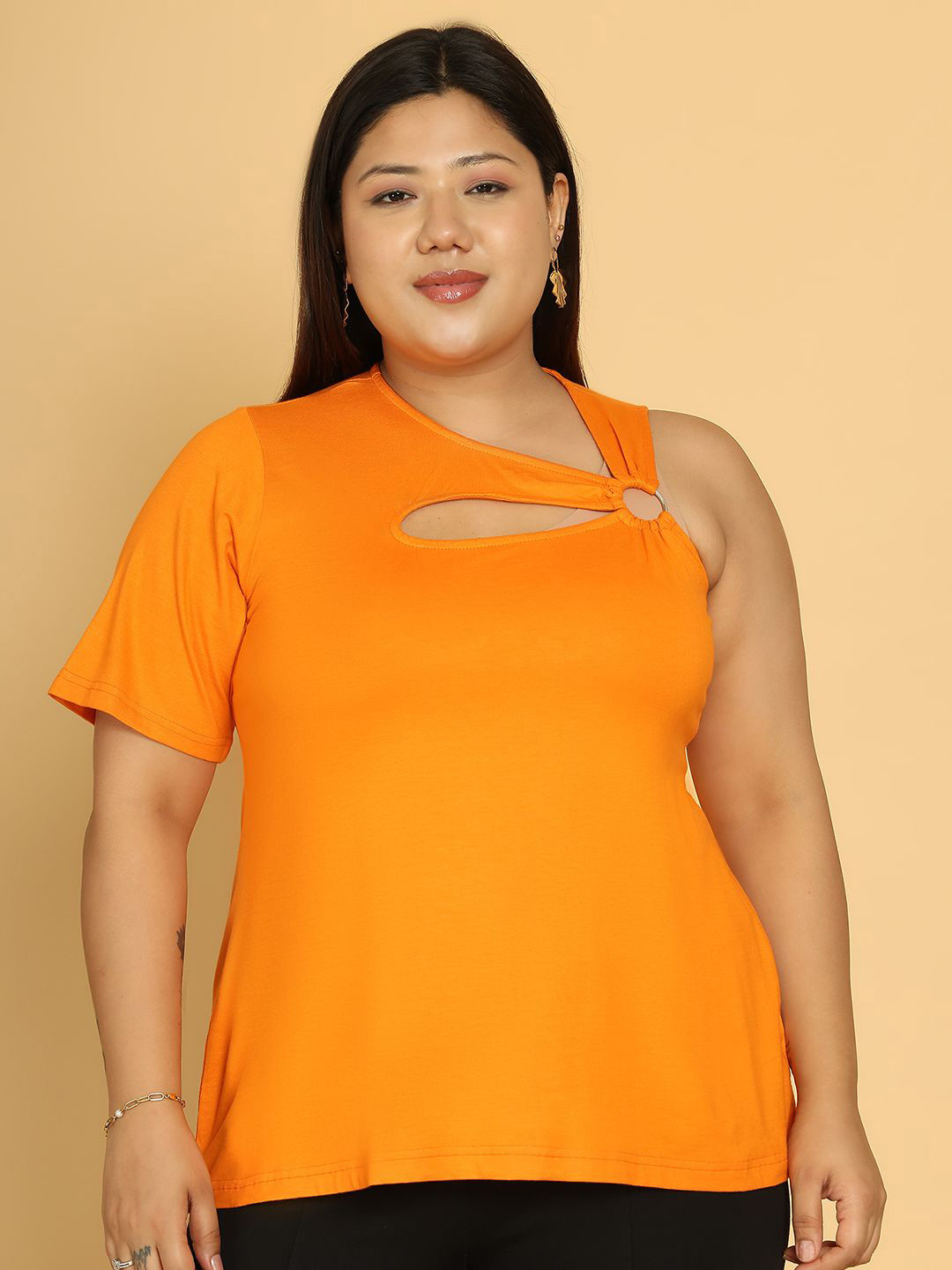 theRebelinme Women Plus Size One Shoulder Top