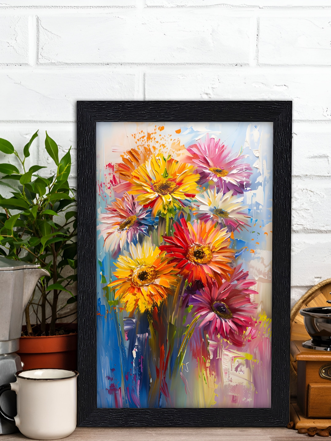 Aura Red & Yellow Floral Wall Art Painting