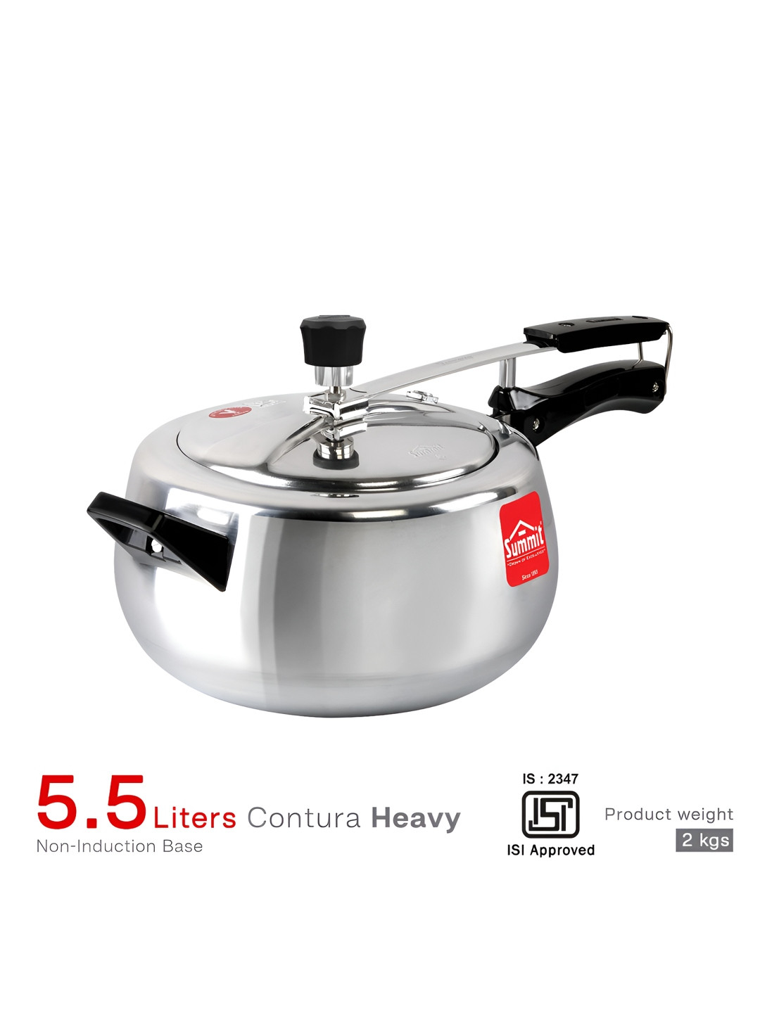 SUMMIT 0 Silver Aluminium Dishwasher safe Non-Induction Inner Lid Pressure Cooker-5.5 L