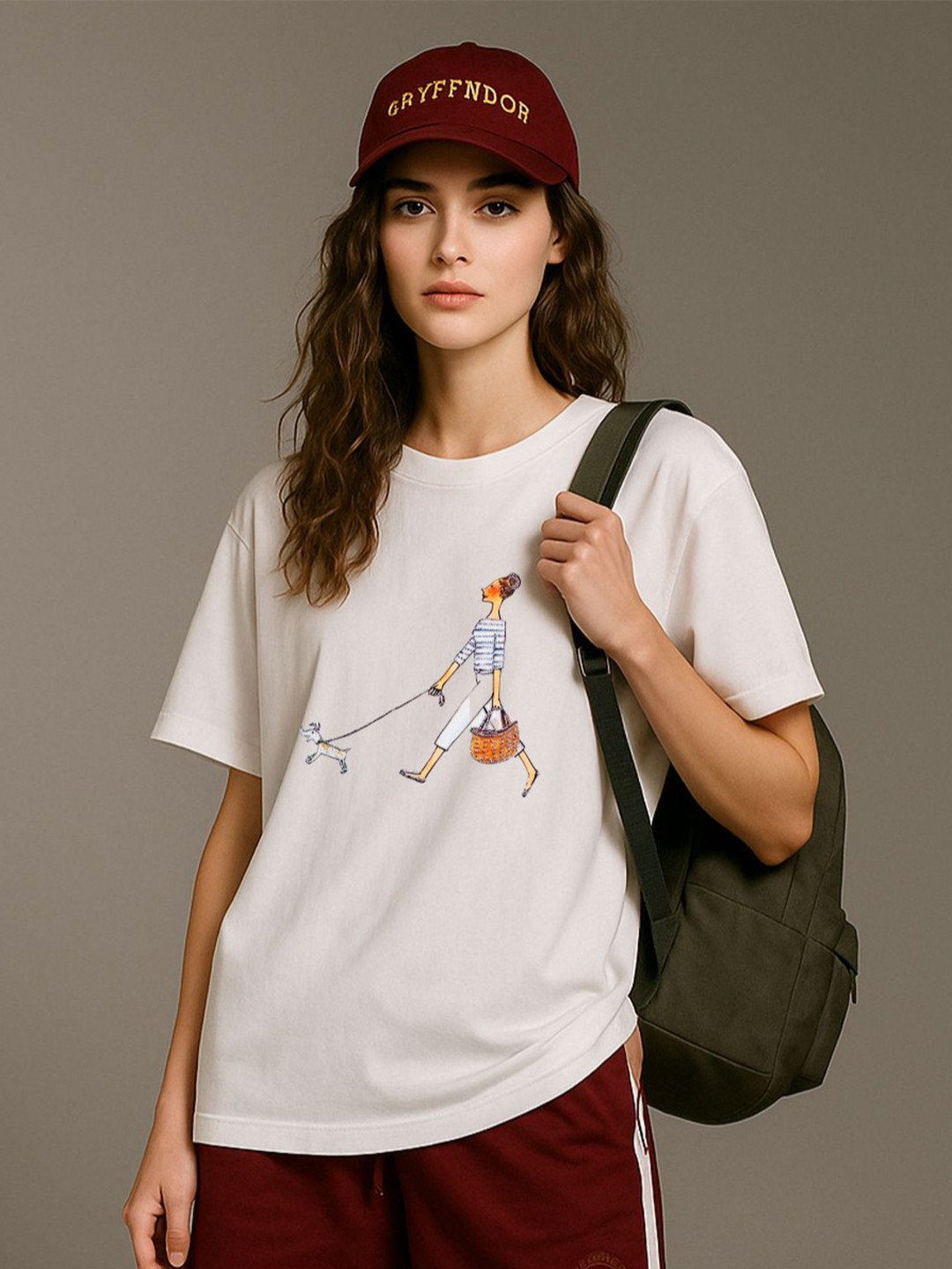 GRACE & JACK City Stroll 3D Graphic Printed Diamond Embellishments Cotton T-shirt