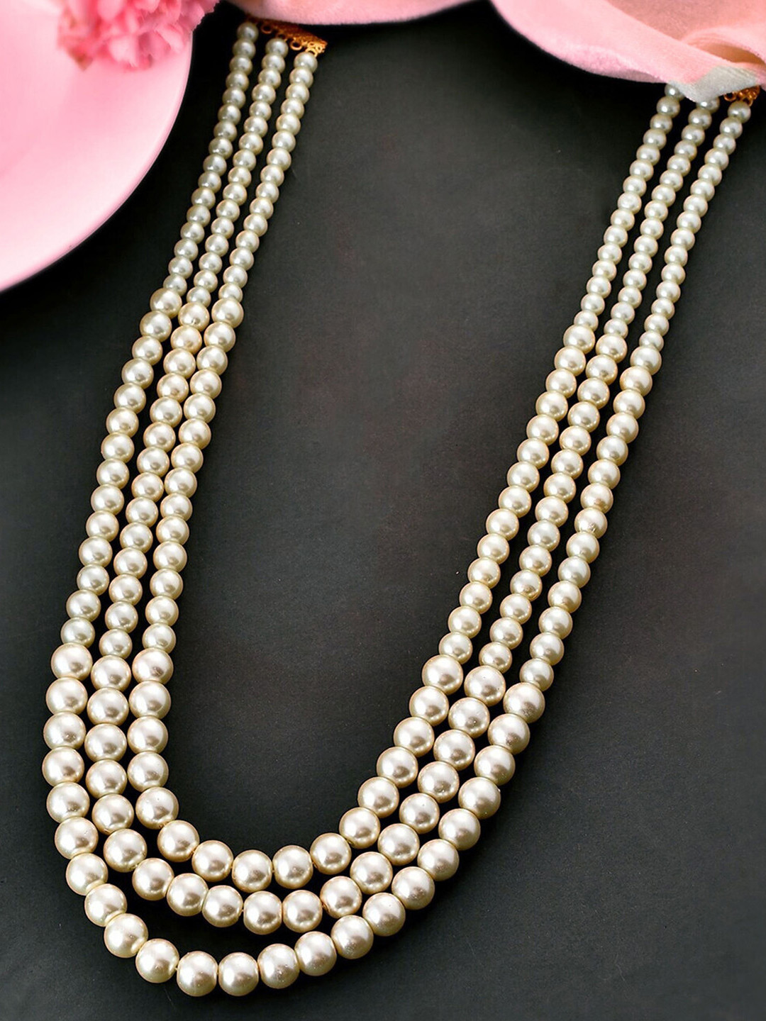 Anouk Gold-Plated Pearl Beaded Layered Layered Statement Necklace