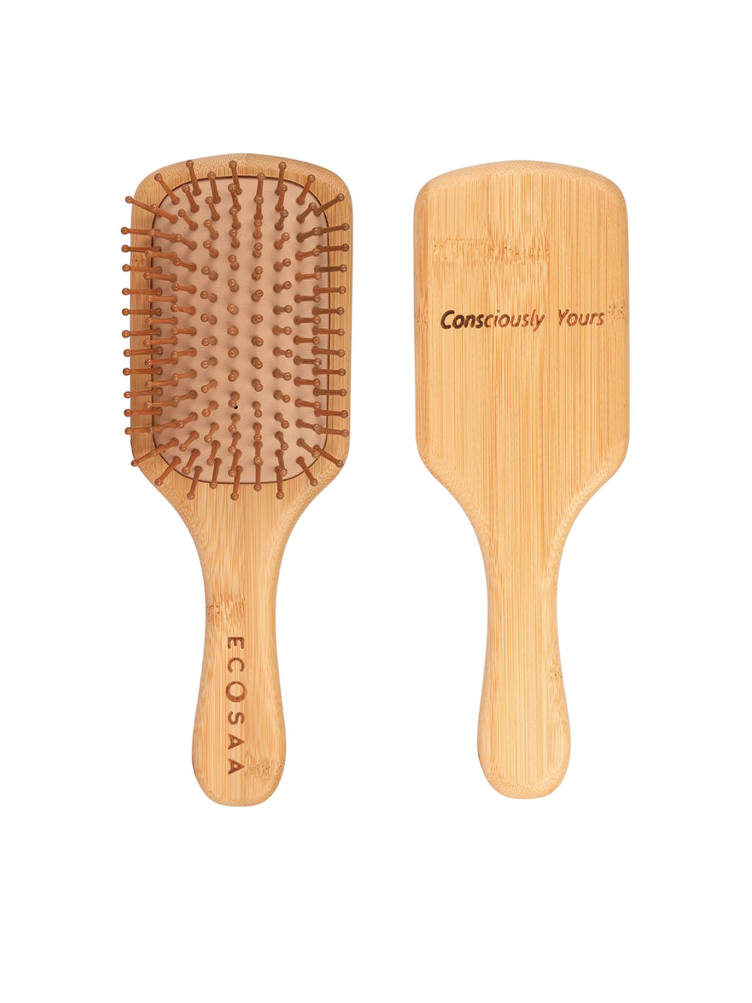 ECOSAA Wooden Paddle Hair Brush With Bamboo Bristles