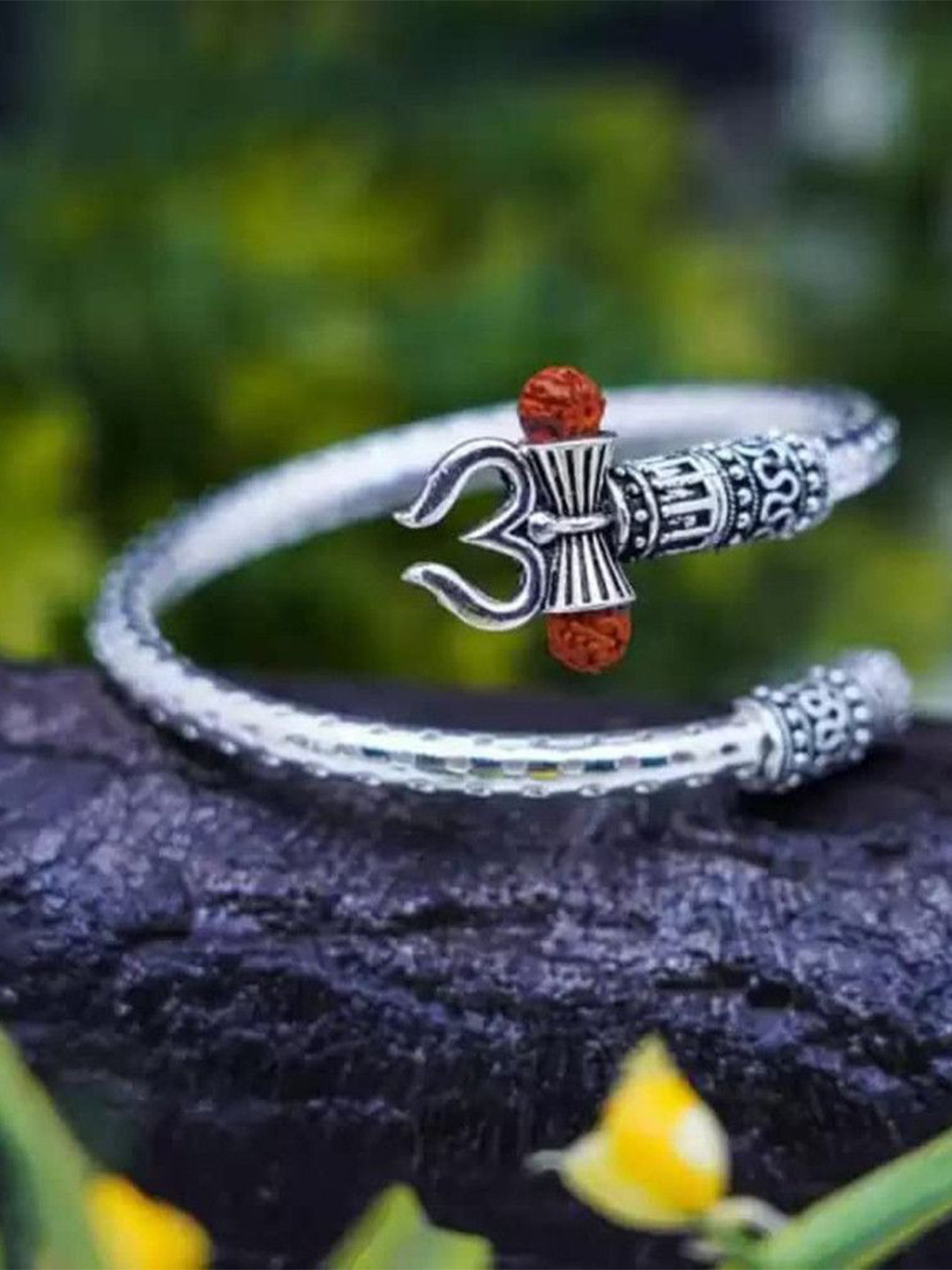 Teeragaj Unisex Stainless Steel OM Symbol Kada Bracelet