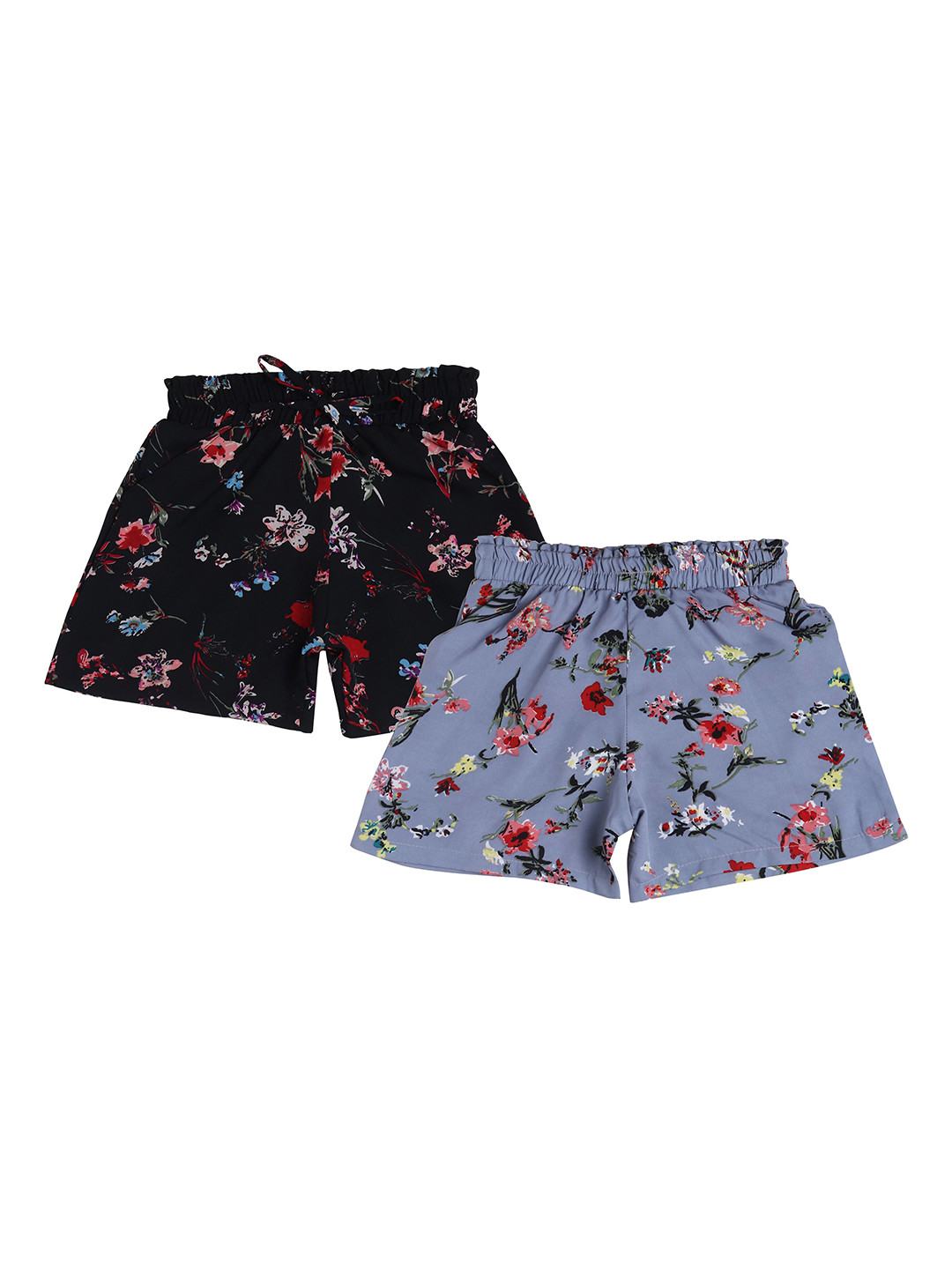 Arshia Fashions Girls Pack Of 2 Floral Printed Mid-Rise Regular Fit Shorts