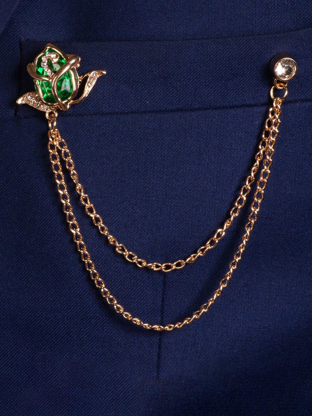 To The Nines Gold-Plated Artificial Stone Studded Brooch
