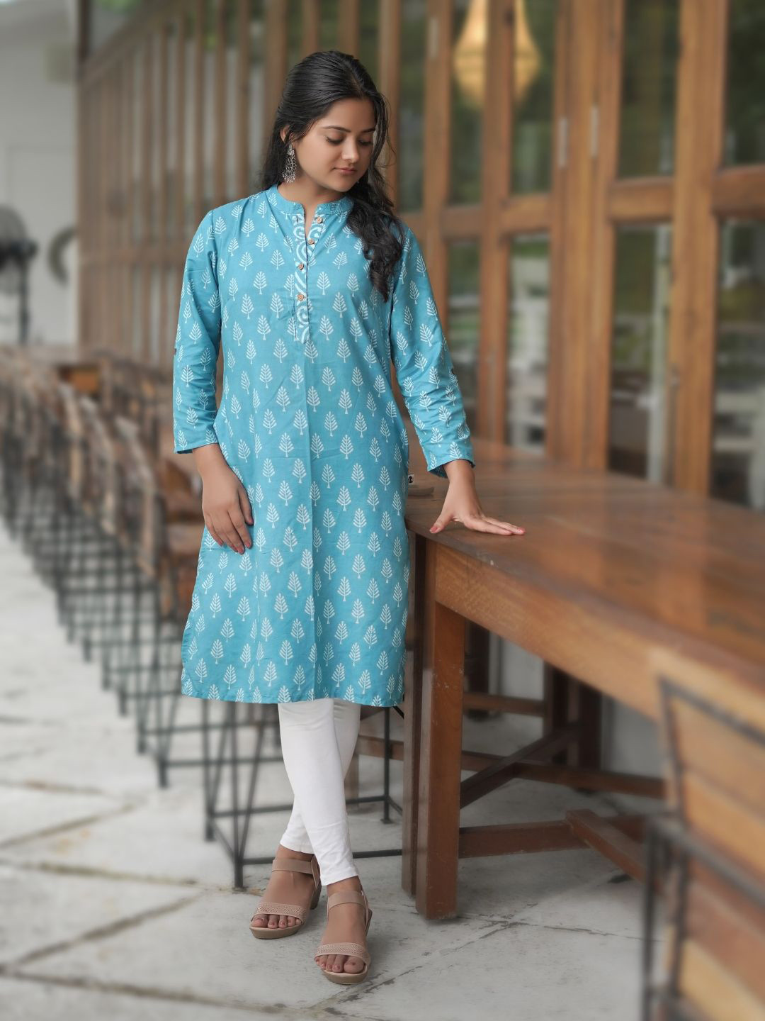 Nilam India Teal Batik Straight Kurta