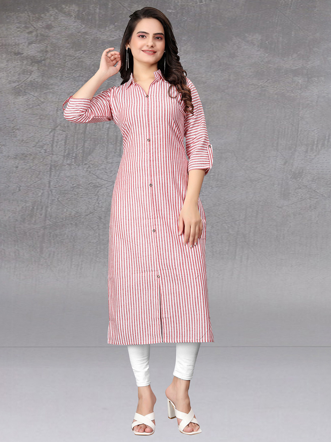 Fabtown Women Striped Trail Cut Kurta