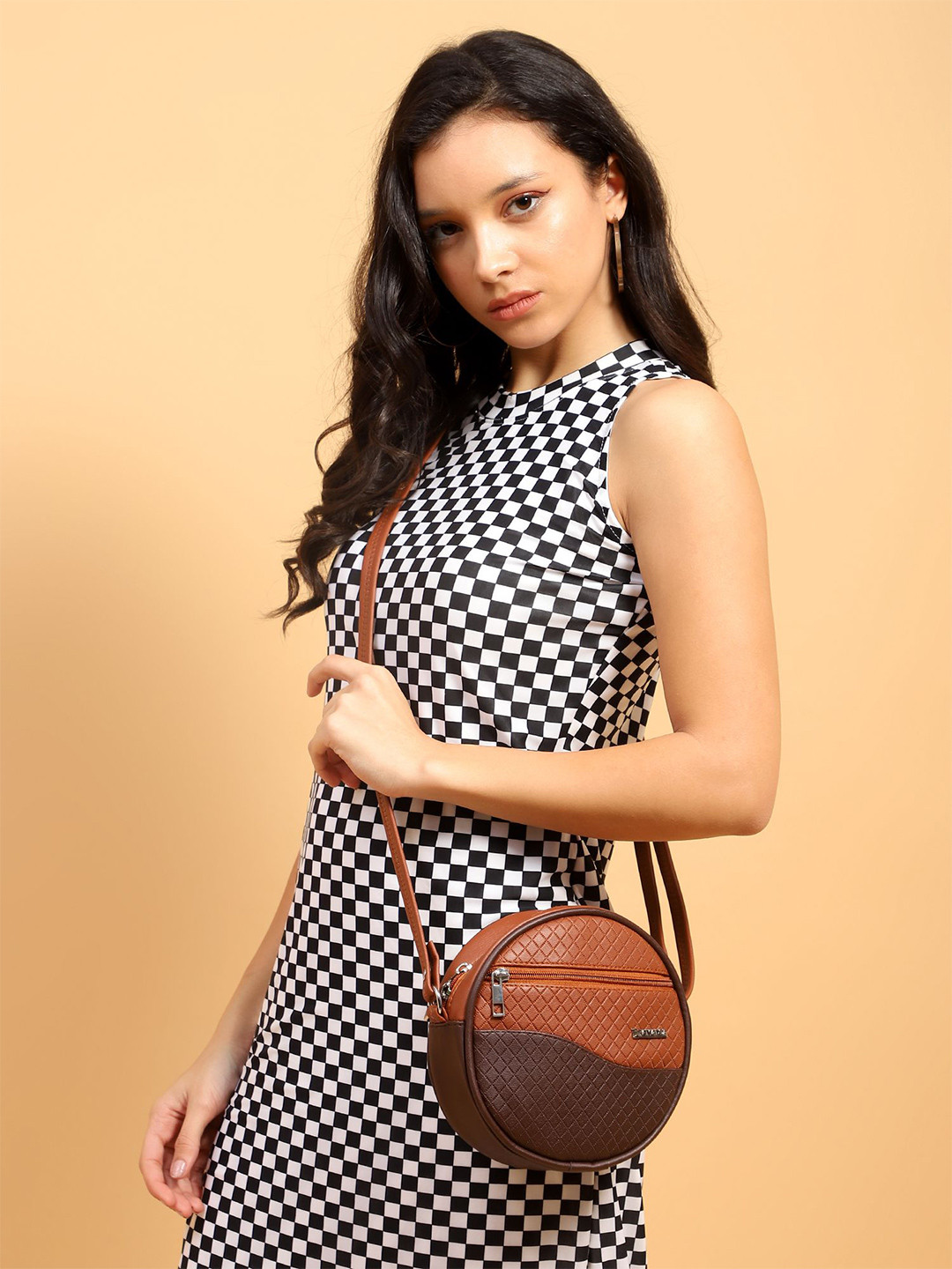 Pramadda Pure Luxury Geometric Textured PU Sling Bag
