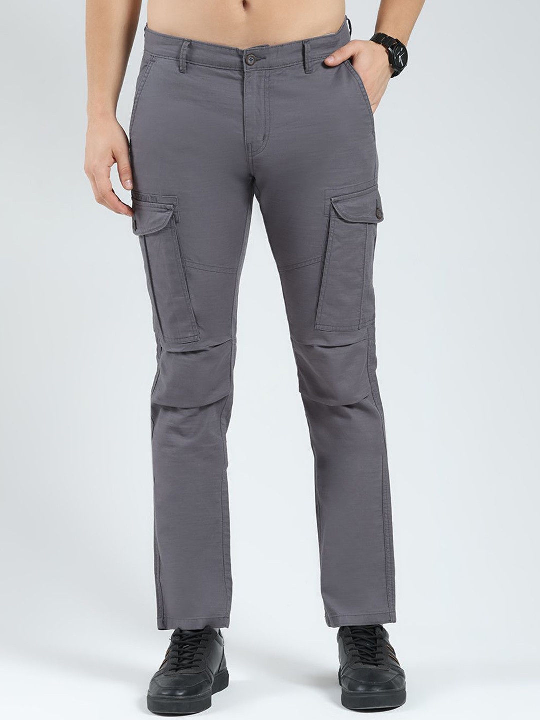 Monte Carlo Men Slim Fit Plain Cotton Cargos