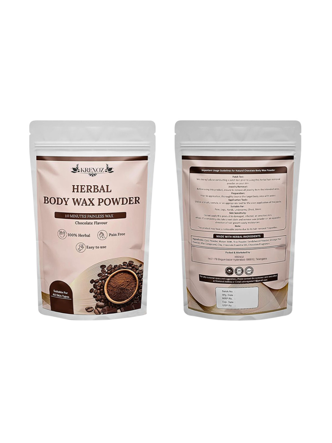 KRENOZ Herbal Wax Powder For Full Body Hair Removal & Smooth Skin - 100 g