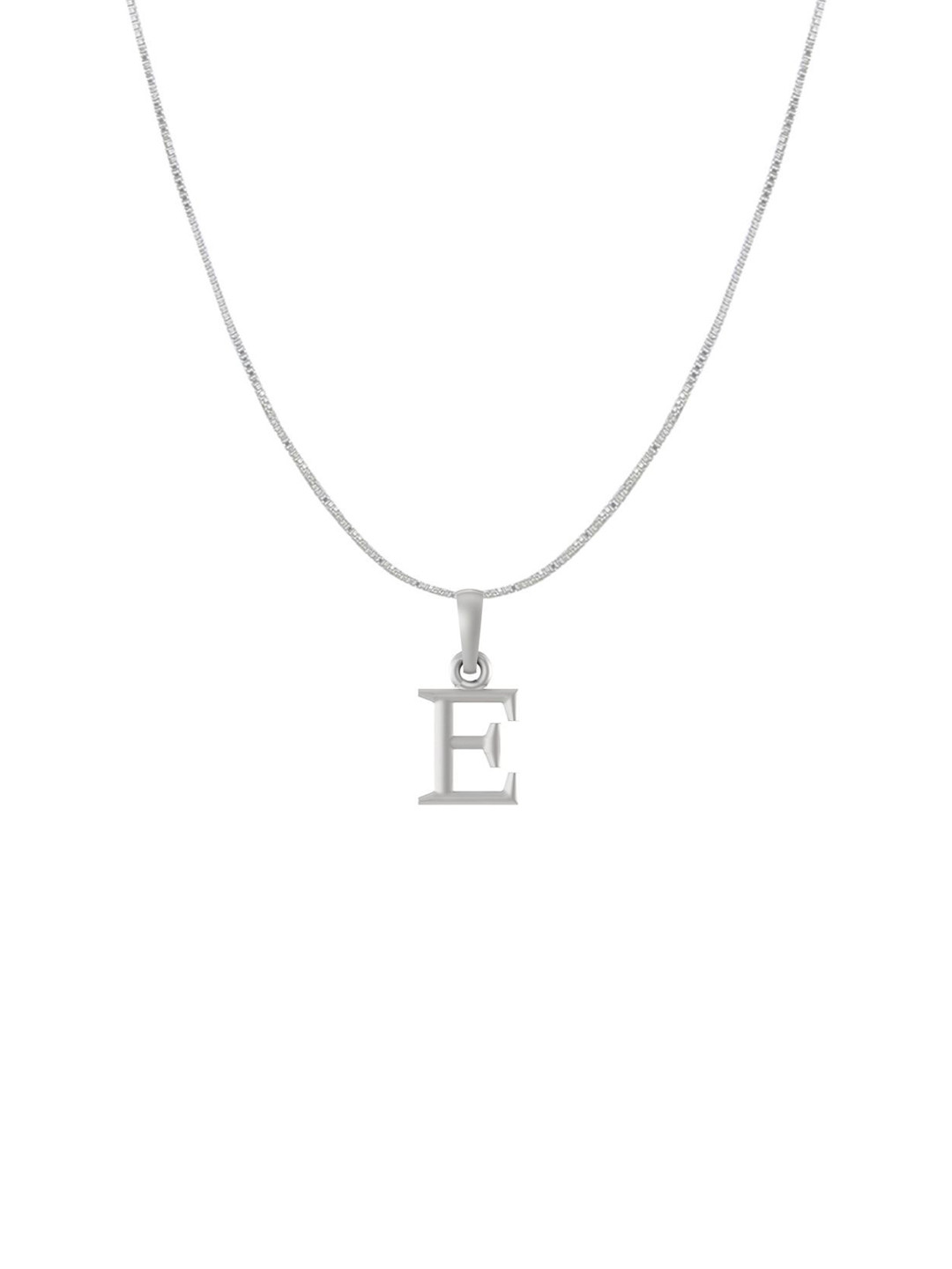 AKSHAT SAPPHIRE 925 Sterling Silver E Alphabet Pendant with Box Chain