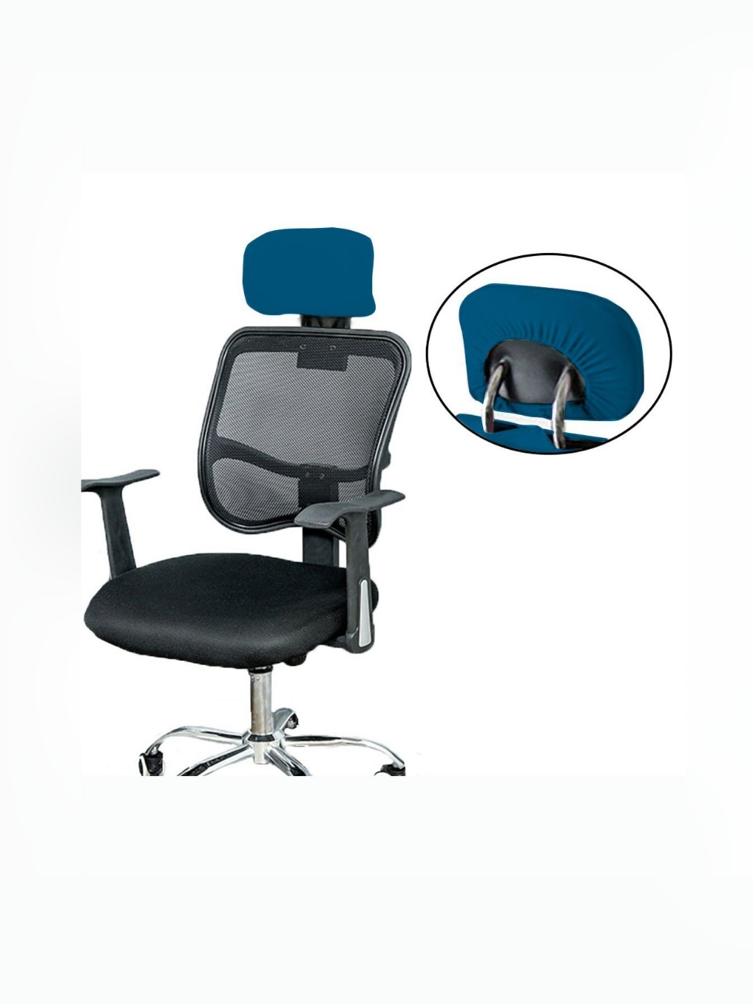 Lazi 200 GSM Blue Elastic Office Chair Headrest Cover