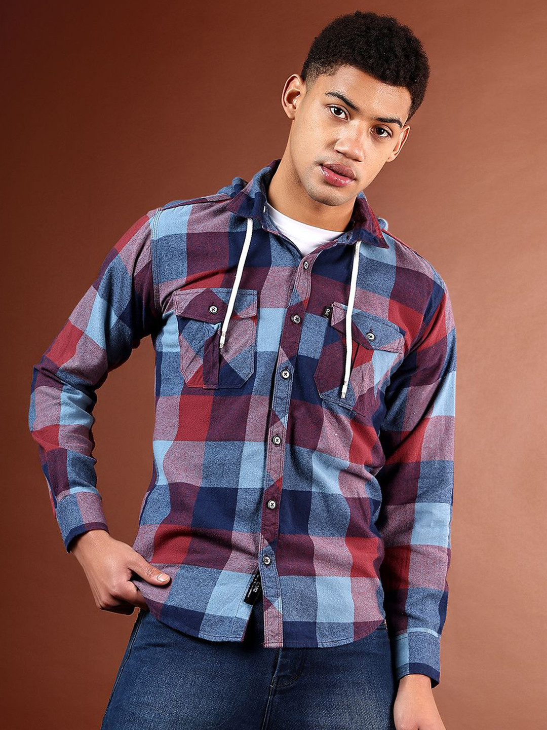 CVC Men Double Pocket Casual Shirt with Hood