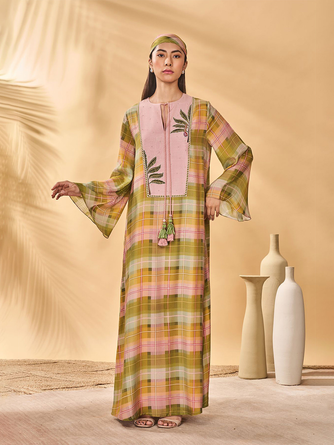 Masaba Women Pina Colada Checkered Kaftan