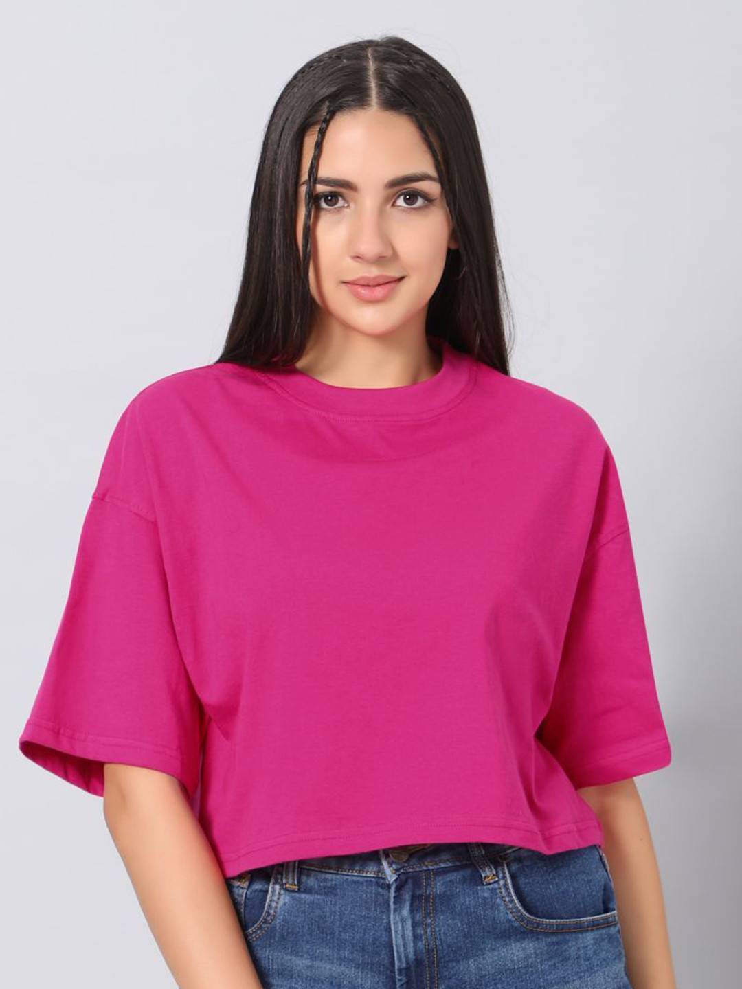 Besick Women Round Neck Drop-Shoulder Sleeves T-shirt