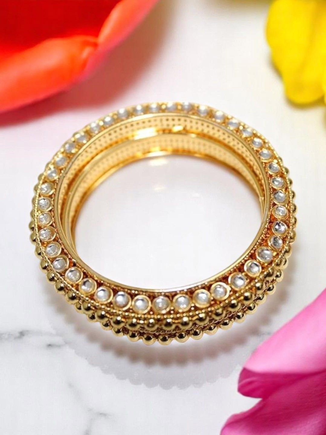 Jolly Faces Set Of 2 Brass Beaded Bangles