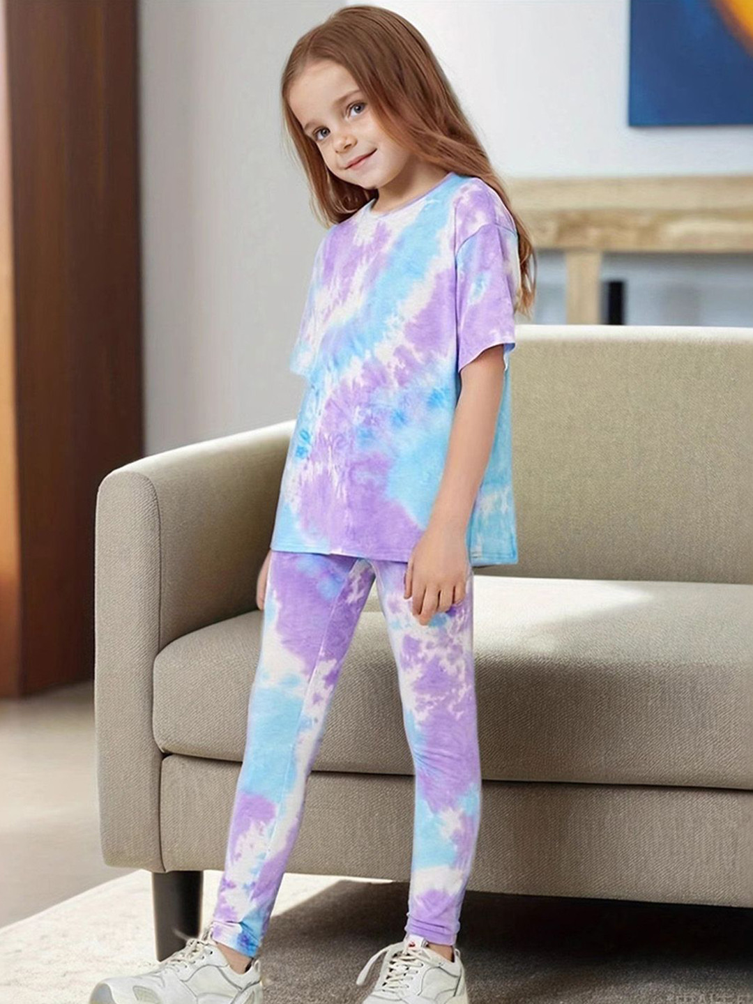 INCLUD Girls Dyed Short Sleeves T-shirt With Leggings