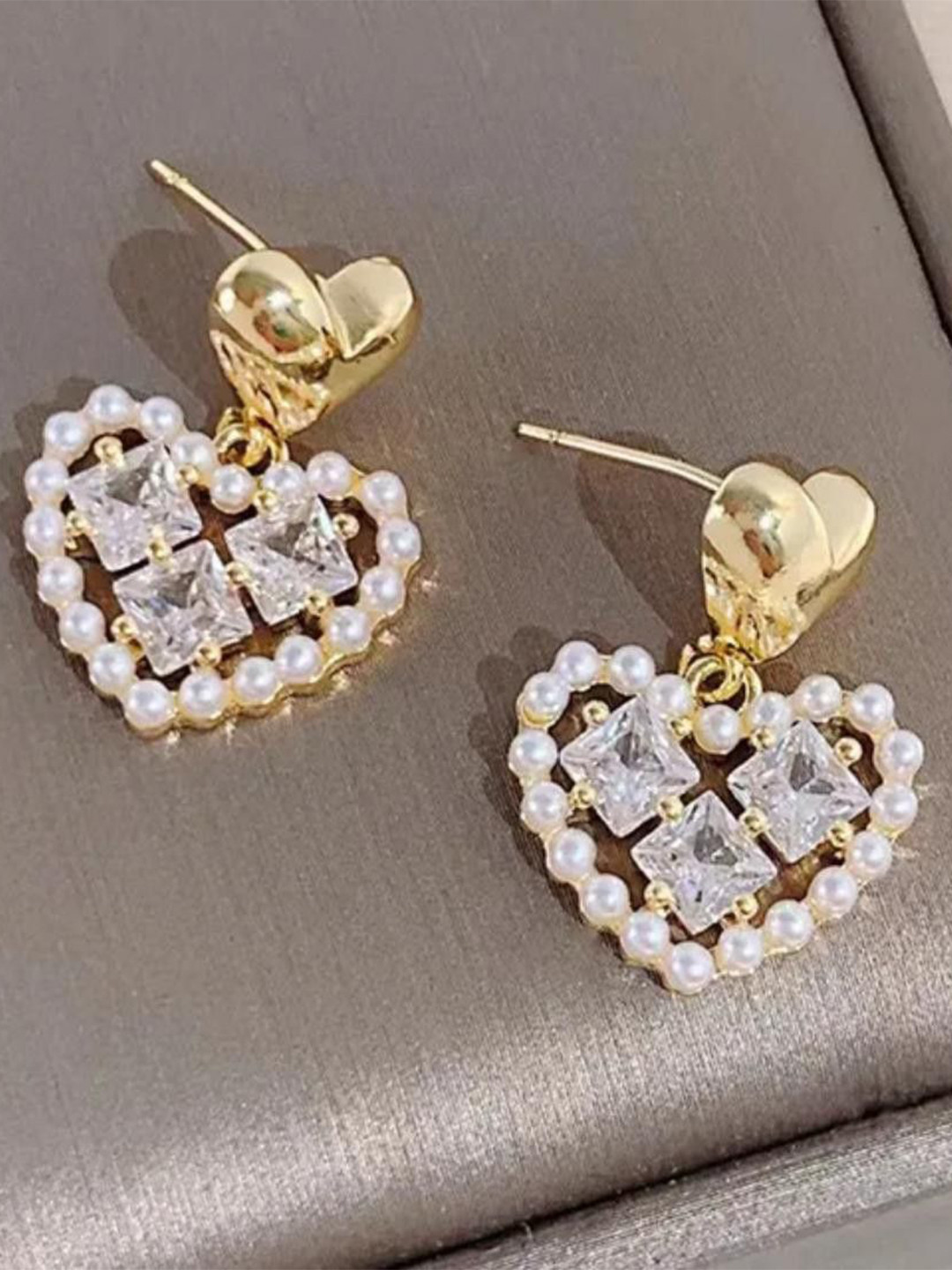 SZN Korean Heart Shaped Drop Earrings
