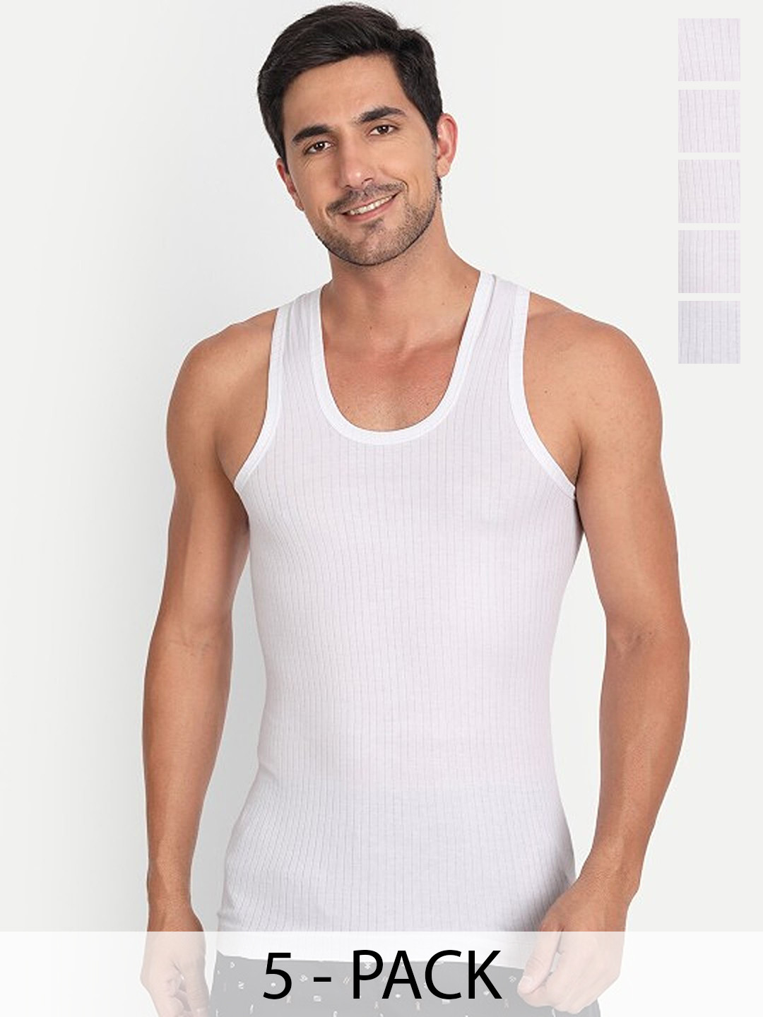CAVENDERS Men Pack Of 5 Pure Cotton Undershirt Vests White Premium quality Dno-v505st